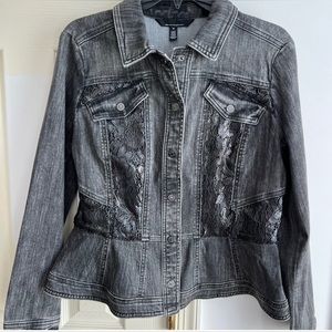 NWOT White House Black Market Black Peplum Denim Jacket